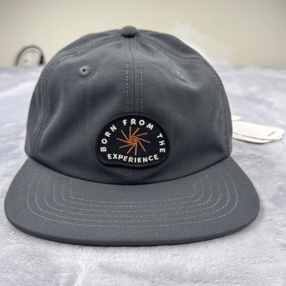 PRANA Gazin Patch Hat Unisex OS Charcoal Snapback UPF 50+ Recycled